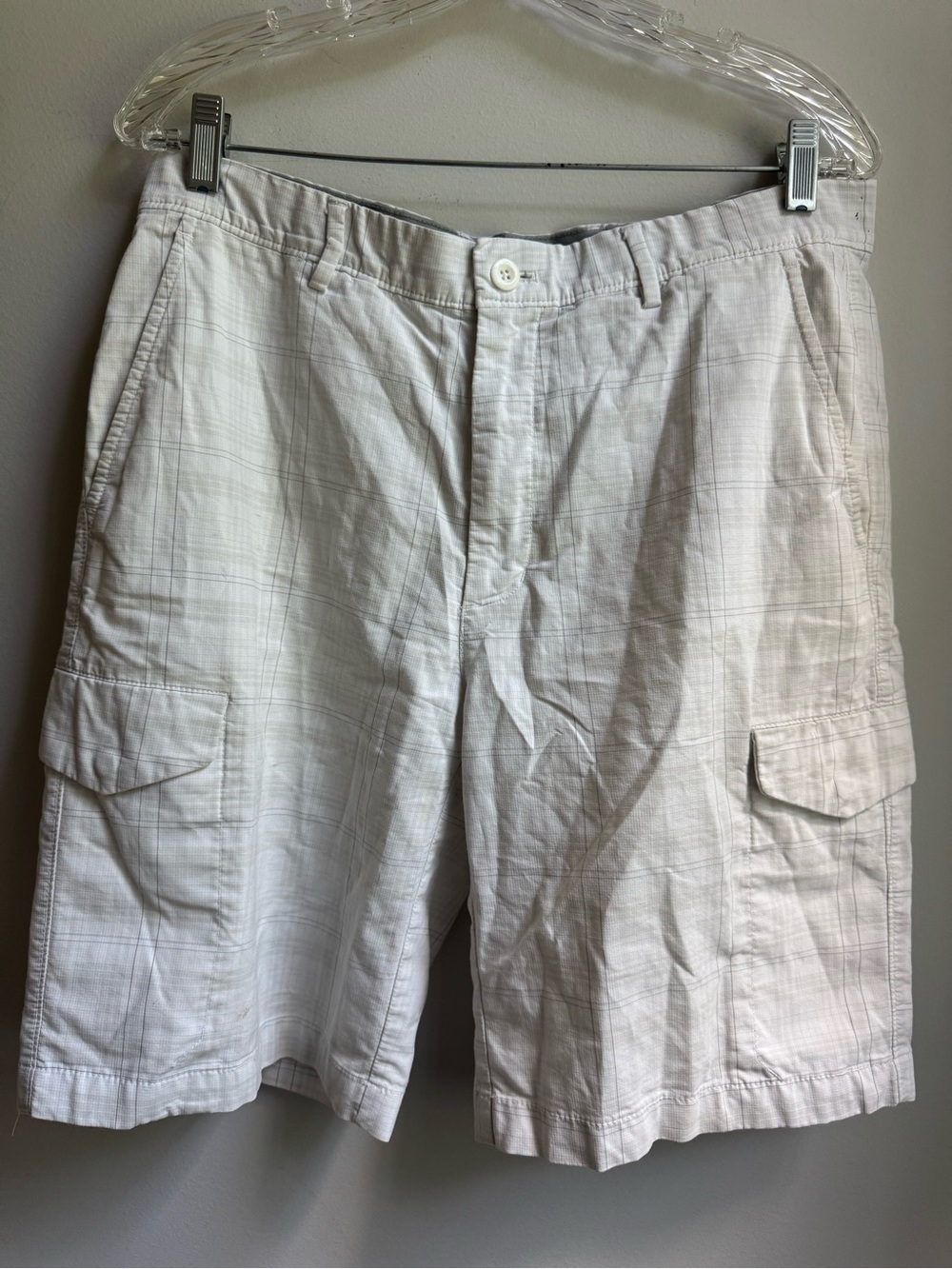 Greg Norman Collection White Plaid Cargo Shorts